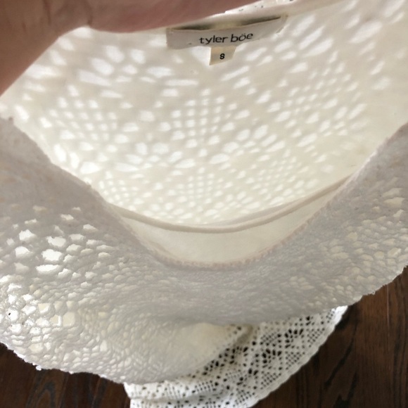 Tyler Boe Women’s S White Crewneck Midi/Knee Crocheted Sleeveless Dress w/Lining - Picture 10 of 10